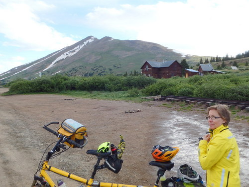 GDMBR: We are at Continental Divide Crossing #15 of the Great Divide Mountain Bike Route at Boreas Pass (11,482'/3499m)..